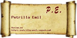 Petrilla Emil névjegykártya